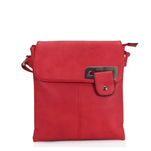 New Ladies Red Flap Cross Body Bag