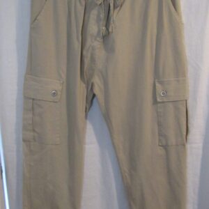 NEW Ladies Beige Stretchy Crinkle CARGO Magic Trousers One Size Fits 16 18 20 22 Size 2