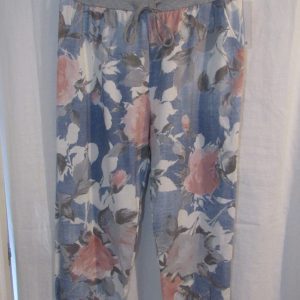 NEW Ladies Womens Blue Floral Joggers Trousers One Size fits sizes 18 20 22 Size 2