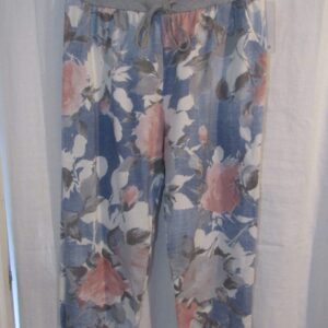 NEW Ladies Womens Blue Floral Joggers Trousers One Size fits sizes 18 20 22 Size 2