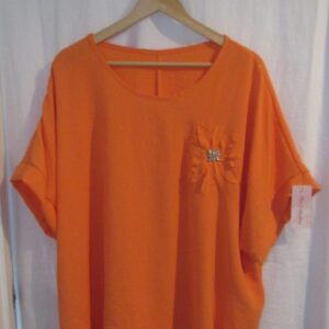 New Ladies Orange Flower Tunic Top One Size fits sizes 18 20 22