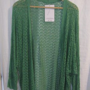 NEW Ladies Green Lacy Open Cardigan One size fits sizes 16 18 20 22