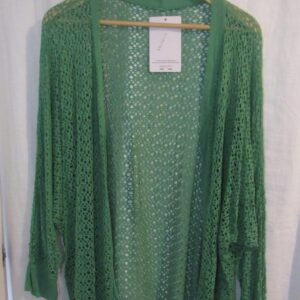 NEW Ladies Green Lacy Open Cardigan One size fits sizes 16 18 20 22