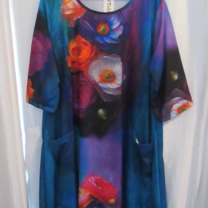 New Ladies Purple Floral Dress One Size fits sizes 18 20 22 24