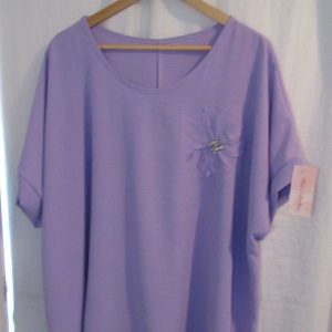 New Ladies Purple Flower Tunic Top One Size fits sizes 18 20 22