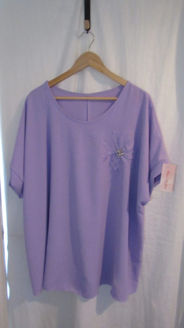 New Ladies Purple Flower Tunic Top One Size fits sizes 18 20 22