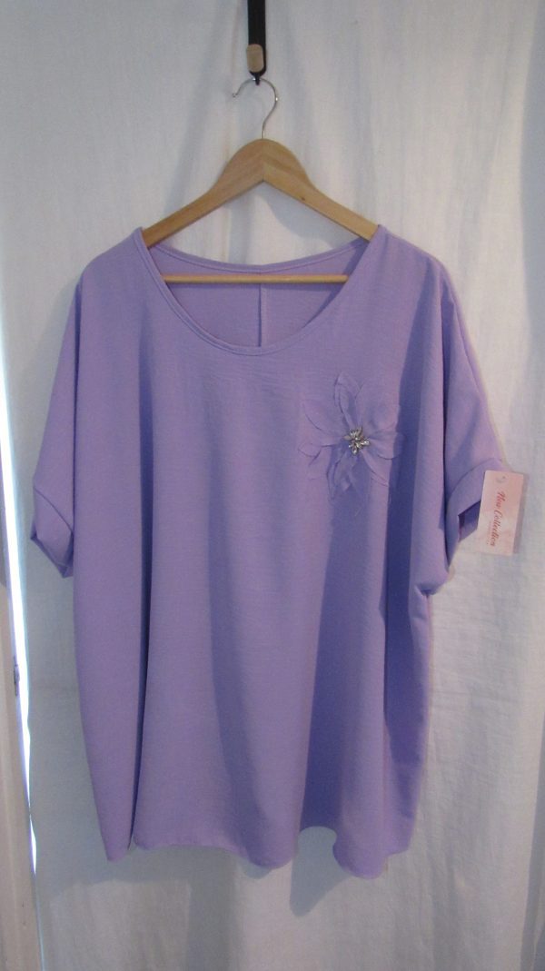 New Ladies Purple Flower Tunic Top One Size fits sizes 18 20 22 - Image 2