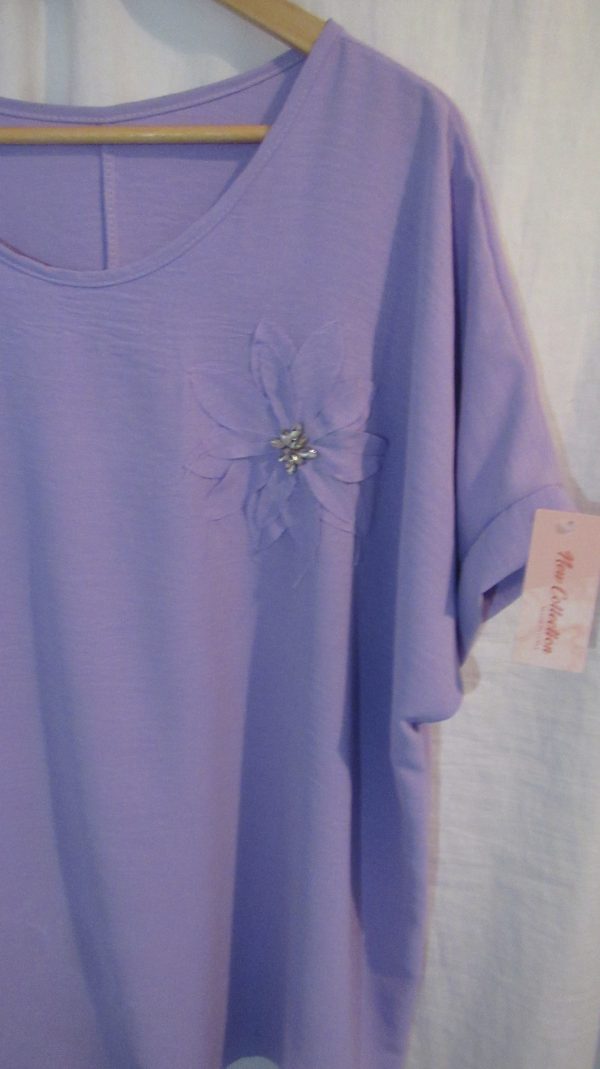 New Ladies Purple Flower Tunic Top One Size fits sizes 18 20 22 - Image 3