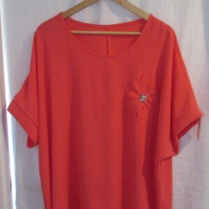 New Ladies Coral Flower Tunic Top One Size fits sizes 18 20 22