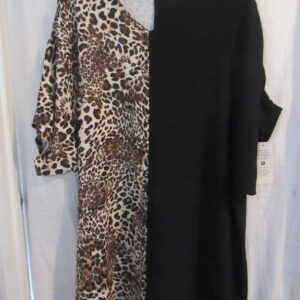 SALE SALE SALE New Ladies Black with Animal Print Half and Half Dress One Size fits sizes 18 20 22 24 NON RETURNABLE