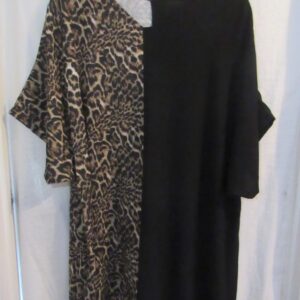 SALE SALE SALE New Ladies Black with Leopard Print Half and Half Dress One Size fits sizes 18 20 22 24 NON RETURNABLE