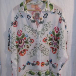 New Ladies Floral with White Button Shirt One Size fits sizes 16 18 20 22