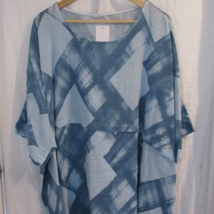 New Ladies Blue with Grey Print Tunic Top One Size fits sizes 18 20 22 24 26