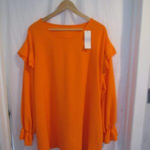 Special Price New Ladies Orange Long Sleeve Pocket Tunic Top One Size fits sizes 18 20 22 Non Returnable