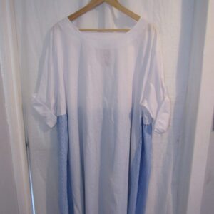 New Ladies White with Blue Stripe Tunic Top One Size Fits 16 18 20