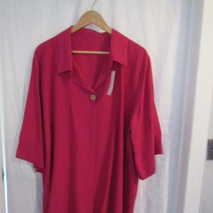 New Ladies Cerise Pink Collar Button Tunic Top One Size fits sizes 18 20 22