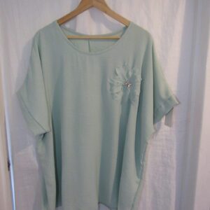 New Ladies Mint Flower Tunic Top One Size fits sizes 18 20 22