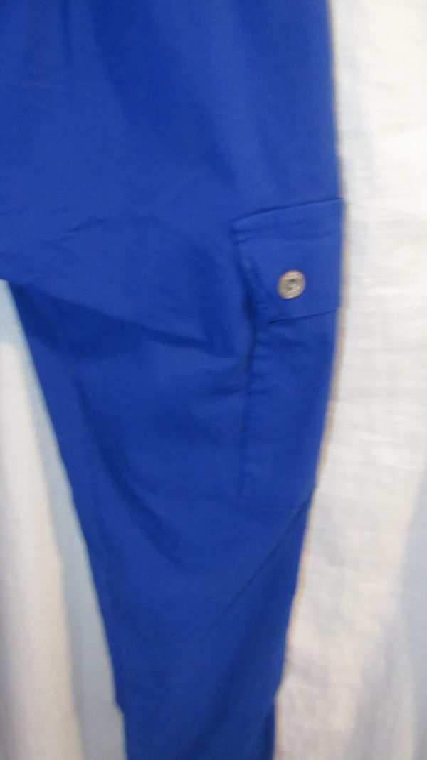 NEW Ladies Royal Blue Stretchy Crinkle CARGO Magic Trousers One Size Fits 16 18 20 22 Size 2 - Image 3