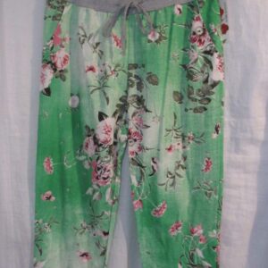 NEW Ladies Womens Green Floral Joggers Trousers One Size fits sizes 18 20 22 Size 2