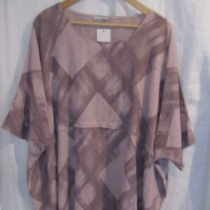New Ladies Pale Pink with Grey Print Tunic Top One Size fits sizes 18 20 22 24 26