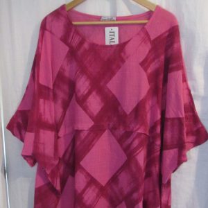 New Ladies Cerise Pink with Grey Print Tunic Top One Size fits sizes 18 20 22 24 26