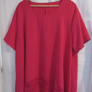 New Ladies Cerise Lacy Bottom Handkerchief Hem Top One Size fits sizes 18 20 22