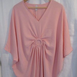 NEW Ladies Women Pale Pink Ring Front Tunic Plus Size Top One Size fits sizes 20 22 24
