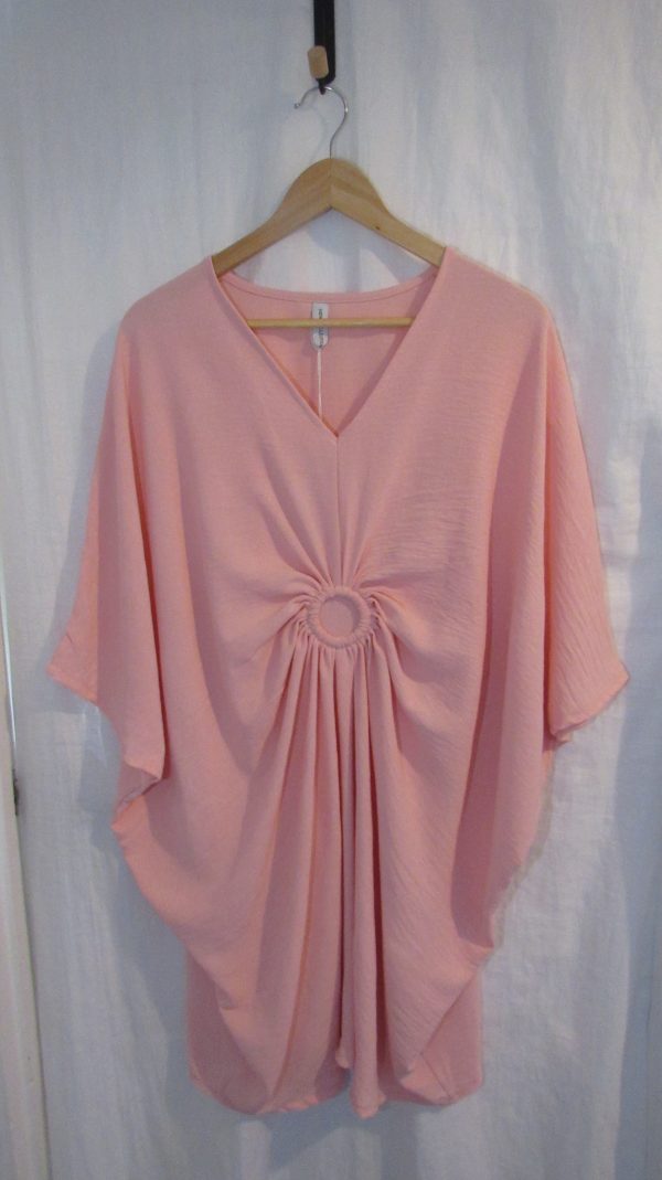 NEW Ladies Women Pale Pink Ring Front Tunic Plus Size Top One Size fits sizes 20 22 24 - Image 2