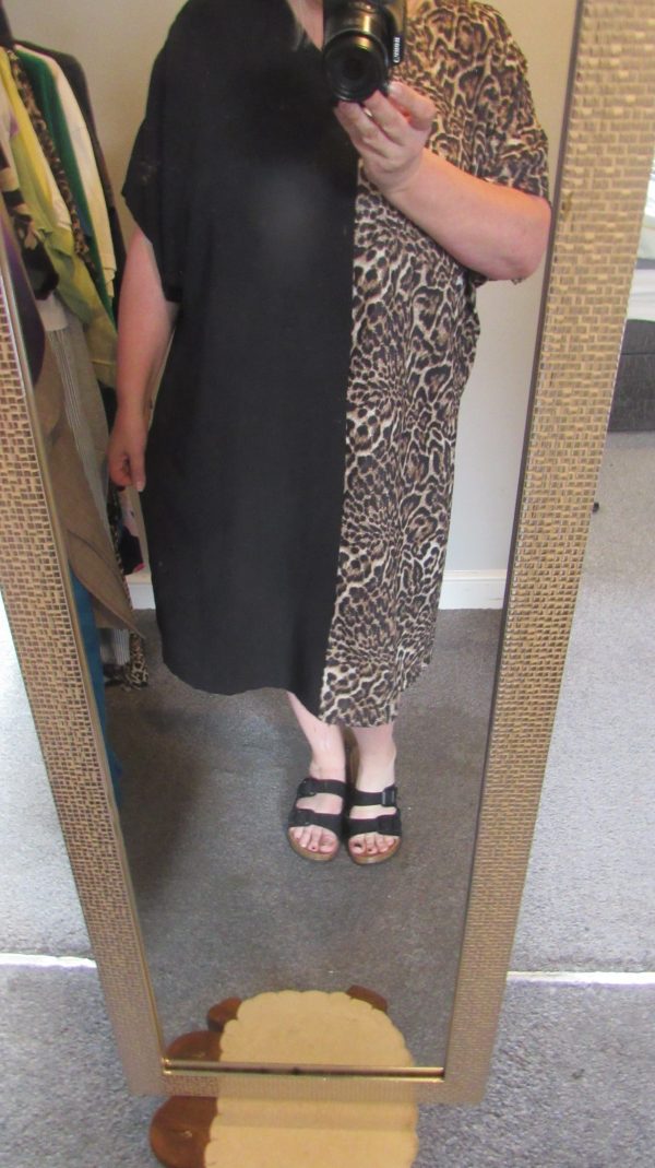 New Ladies Black with Leopard Print Half and Half Dress One Size fits sizes 18 20 22 24 - Image 6