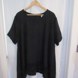 New Ladies Black Lacy Bottom Handkerchief Hem Top One Size fits sizes 18 20 22