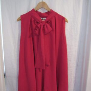 New Cerise Sleeveless Pussy Bow Swing Top One Size fits sizes 16 18 20 22