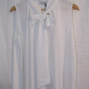 New White Sleeveless Pussy Bow Swing Top One Size fits sizes 16 18 20 22