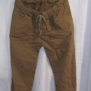 NEW Ladies Camel Stretchy Crinkle Magic Trousers One Size Fits 16 18 20 22 Size 2