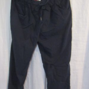 NEW Ladies Navy Blue Stretchy Crinkle Magic Trousers One Size Fits 10 12 14 16 18 Size 1