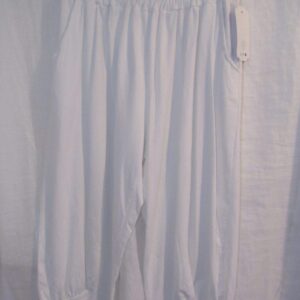 NEW Ladies Womens White Jersey 3/4 Length cuff bottom Trousers One size fits sizes 16 18 20 22