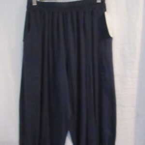 NEW Ladies Womens Navy Blue Jersey 3/4 Length cuff bottom Trousers One size fits sizes 16 18 20 22