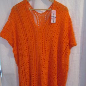 New Ladies Orange Lacy Tunic Top One Size fits sizes 18 20 22