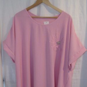 New Ladies Pale Pink Flower Tunic Top One Size fits sizes 18 20 22
