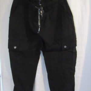 SPECIAL OFFER NEW Ladies Black Stretchy Crinkle CARGO Magic Trousers One Size Fits 16 18 20 22 Size 2