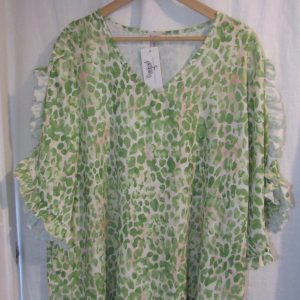 New Ladies Green Frill Sleeve Tunic Top One Size fits sizes 16 18 20 22
