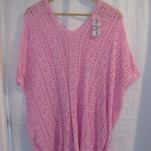 New Ladies Pink Lacy Tunic Top One Size fits sizes 18 20 22
