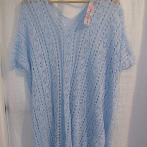 New Ladies Pale Blue Lacy Tunic Top One Size fits sizes 18 20 22