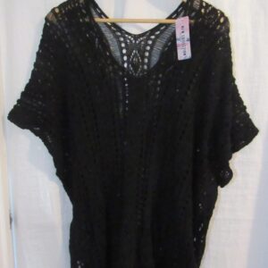 New Ladies Black Lacy Tunic Top One Size fits sizes 18 20 22