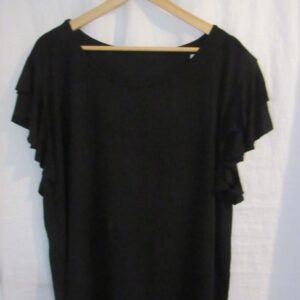 NEW Ladies Black Frill Sleeve T shirt One size fits sizes 18 20 22
