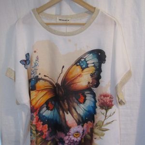 New Ladies Butterfly Shorter Length Top One Size fits sizes 16 18 20 22