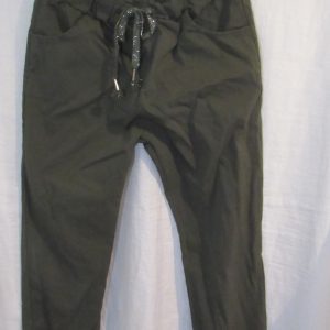 NEW Ladies Khaki Stretchy Crinkle Magic Trousers One Size Fits 10 12 14 16 18 Size 1