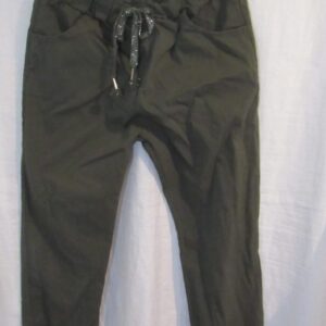 NEW Ladies Khaki Stretchy Crinkle Magic Trousers One Size Fits 10 12 14 16 18 Size 1 NON RETURNABLE