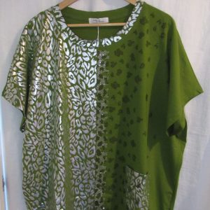 New Ladies Green Sparkle Animal Print Tunic Top One Size fits sizes 16 18 20 22
