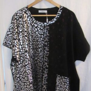 SALE SALE SALE New Ladies Black Sparkle Animal Print Tunic Top One Size fits sizes 16 18 20 22 NON RETURNABLE