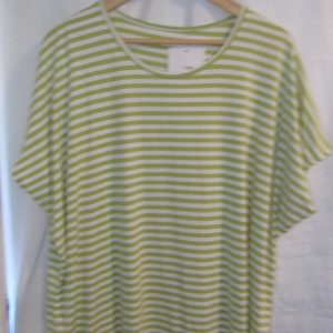 New Ladies Women's Lime White Stripe T-shirt One Size fits sizes 16 18 20 22